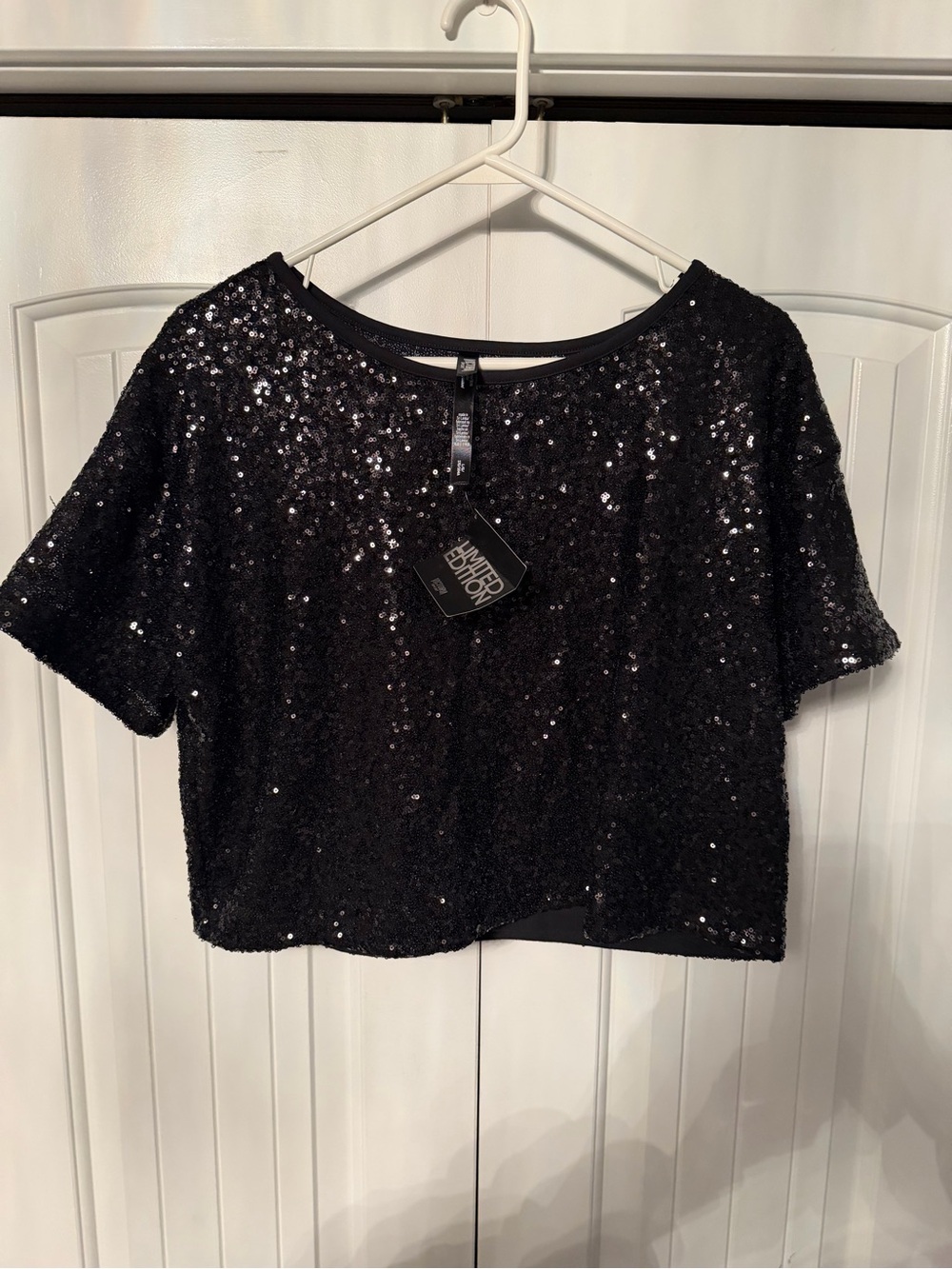 Victoria's Secret Black Sequin Crop Top